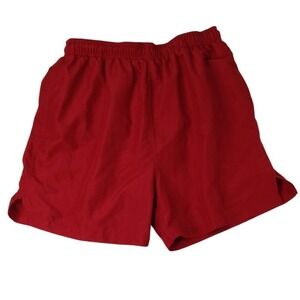 Puritan Red Swim Shorts Trunks Mens Medium Elastic Waist Drawstring Pockets